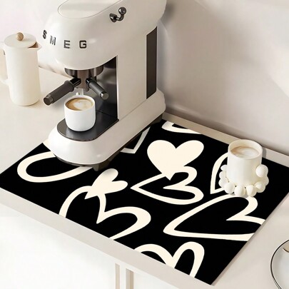 1 pezzo Tappetino per lavastoviglie a forma di cuore con sottopentola incorporato - perfetto per piani di lavoro in cucina, forni a microonde, frigoriferi e lavanderie - protegge gli elettrodomestici, resistente e antimacchia, ideale per la decorazione della casa