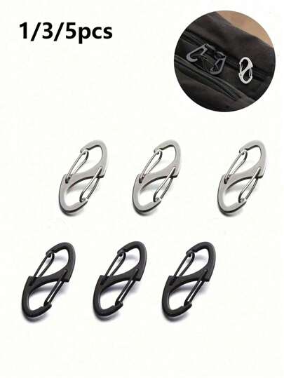 1/3/5件装背包拉链锁套装，防盗拉链夹可确保拉链闭合，背包扣合金户外露营多功能S型扣金属钩，学校用品教师礼物返校教师配件