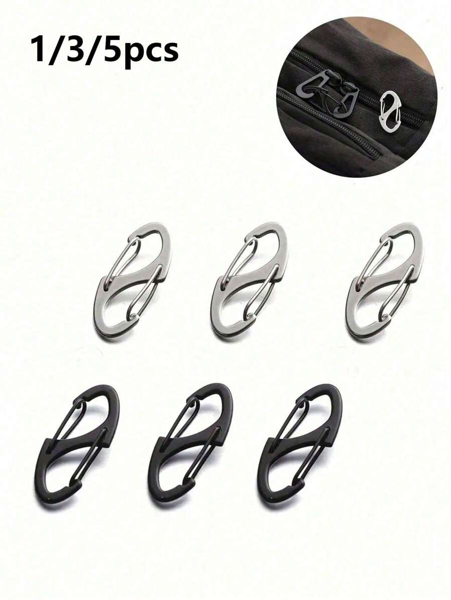 1/3/5件装背包拉链锁套装，防盗拉链夹可确保拉链闭合，背包扣合金户外露营多功能S型扣金属钩，学校用品教师礼物返校教师配件 - 彩色 - 查看 1