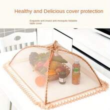 Food Cover Foldable Household Cover Meal Table Cover Leftovers Food Food Cover Table Cover Dish Cover Cover Umbrella Cover Dust - 金色方形款 - 查看 3