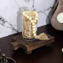 木质底座，用于放置管道、质朴的肥皂盒和植物架，用于放置浴室和厨房里的蜡烛、瓶子、化妆品和客用毛巾的装饰托盘 - 胡桃色 - 查看 7