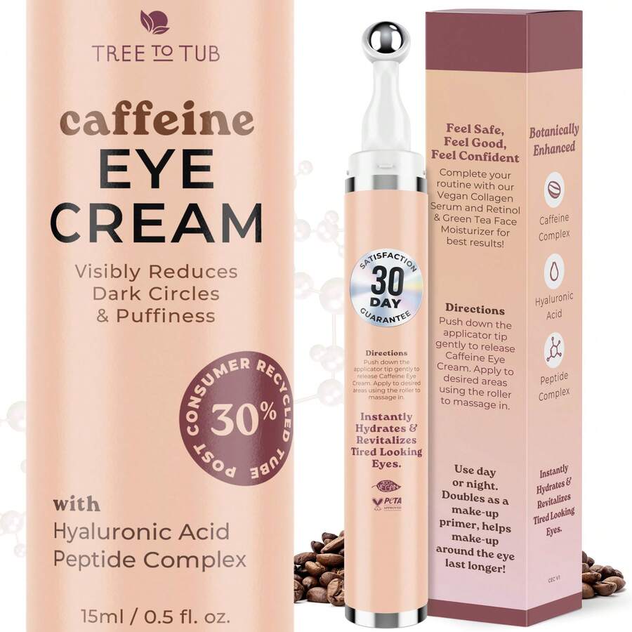Caffeine Eye Cream -  Hydrating & Firming Under Eye Cream For Dark Circles, Eye Roller For Puffy Eyes, Reduces The Look Of Puffiness And Bags, Coffee Eye Cream W/ Hyaluronic Acid, Peptides Summer - Multicolor - View 1
