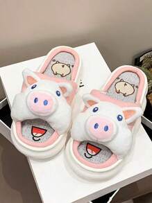 Pantuflas  de casa para mujer, estilo lindo animal, sencillas y versátiles. - Rojo y blanco - Ver 5