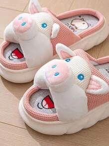 Pantuflas  de casa para mujer, estilo lindo animal, sencillas y versátiles. - Rojo y blanco - Ver 4