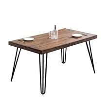 Aryven Industrial Metal Hairpin Design Dining Table, Rustic Dark Pine - Brown+MDF+Metal as Pic - View 8
