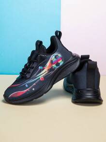 Summer Casual Comfortable Basketball Sports Shoes For Boys - Black - View 2