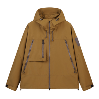 男式纯色连帽拉链长袖风衣夹克