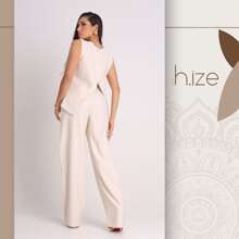 MARRANT TAILORING SET TANK TOP WITH CUT-OUT DETAIL AT THE BACK AND ELEGANT WIDE LEG PANTS - 米色 - 查看 2