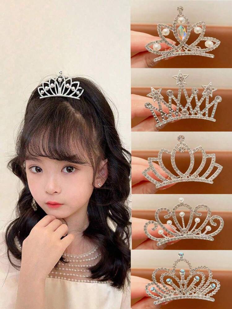 子供用ヘアアクセサリー ミニクリスタルプリンセスティアラ 髪