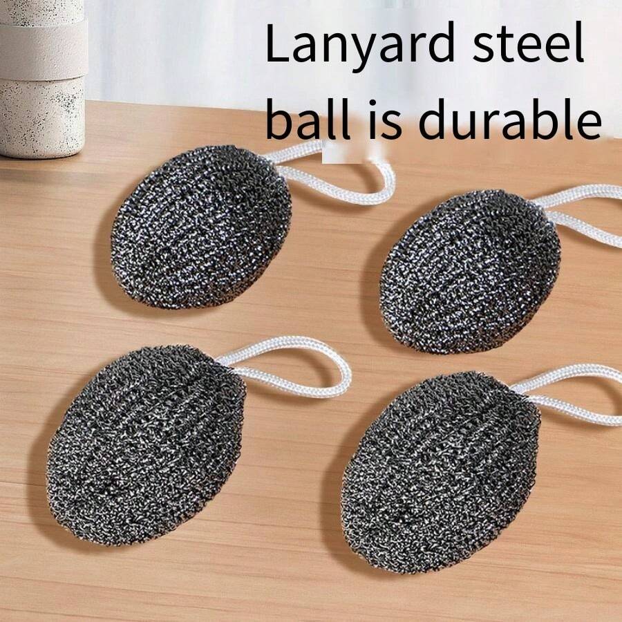 1/3/5pcs Stainless Steel Hanging Large Cantaloupe Shape Cleaning Ball Sponge, Kitchen Sink Pot Scrubber With Hanging Rope, Durable, Cleaning Accessories, Household Cleaning Supplies, Room Decoration, Can Be Used To Prevent Oil Stains, Garbage, Etc., Suitable For Kitchens, Restaurants, Parties, Gatherings, Travel, Family Gifts, Home Gifts - Multicolor - View 1