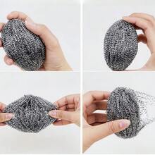 1/3/5pcs Stainless Steel Hanging Large Cantaloupe Shape Cleaning Ball Sponge, Kitchen Sink Pot Scrubber With Hanging Rope, Durable, Cleaning Accessories, Household Cleaning Supplies, Room Decoration, Can Be Used To Prevent Oil Stains, Garbage, Etc., Suitable For Kitchens, Restaurants, Parties, Gatherings, Travel, Family Gifts, Home Gifts - Multicolor - View 2