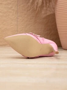 Bốt ngắn mới dành cho nữ, bốt cao gót mũi nhọn đính đinh tán thời trang đa năng cho mùa thu/đông, thích hợp cho lễ Halloween, Giáng sinh, Lễ tạ ơn, Năm mới - Hồng - Xem 9