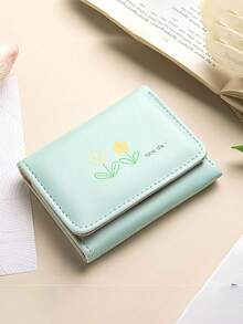 花卉印花三折短钱包 多卡槽 女士零钱包 女士礼物 情人节 - 彩色 - 查看 14