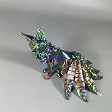 1 pieza Escultura impresa en 3D de zorro de nueve colas con articulaciones móviles y cabeza y cola desmontables - Colores coloridos, apto para decoración del hogar u oficina - Multicolor - Ver 8