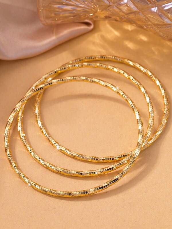 3pcs/Set Fashion Textured Metal Bangle