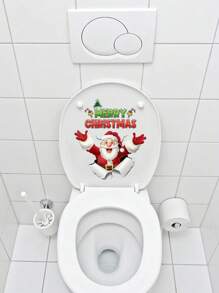 1 pièce Autocollants de toilette, autocollants de bonhomme de neige amusant, autocollants de sapin de Noël pour le couvercle et le réservoir des toilettes pour la décoration de la salle de bain, autocollants de décoration - idéal pour la chambre, le salon, les murs, la cuisine, la chambre à coucher et plus encore, autocollants muraux, autocollants, décalcomanies murales, décalcomanies en vinyle pour la décoration de la maison, articles de décoration de printemps pour rafraîchir votre maison, autocollants de décoration Rama Noël Décoration de Noël Décorations de Noël Décoration de Noël - Rouge et Blanc - Voir 4