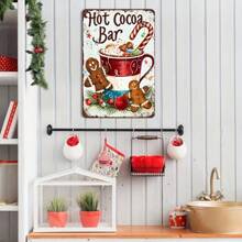 8"X12" Vintage Hot Chocolate Bar Metal Tin Sign, Iron Wall Art Decor For Farmhouse, Bathroom, Garage, Cafe - Multi-Purpose English Text, Stickers, Wall Decal, Vinly Decal For Home Decorations, Spring Decoration Items Refresh Your Home, Rama Decoration Stickers