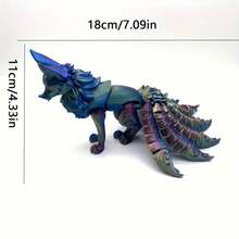 1 pieza Escultura impresa en 3D de zorro de nueve colas con articulaciones móviles y cabeza y cola desmontables - Colores coloridos, apto para decoración del hogar u oficina - Multicolor - Ver 4