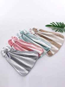 1pc Coral Fleece Stripe Bow Hand Towel, Soft & Absorbent, With Hanging Loop - Suitable For Hand Drying, Makeup Removal & More,School,Back To School,Travel,Travel Essentials,Home Essentials,Towel,Skin Care