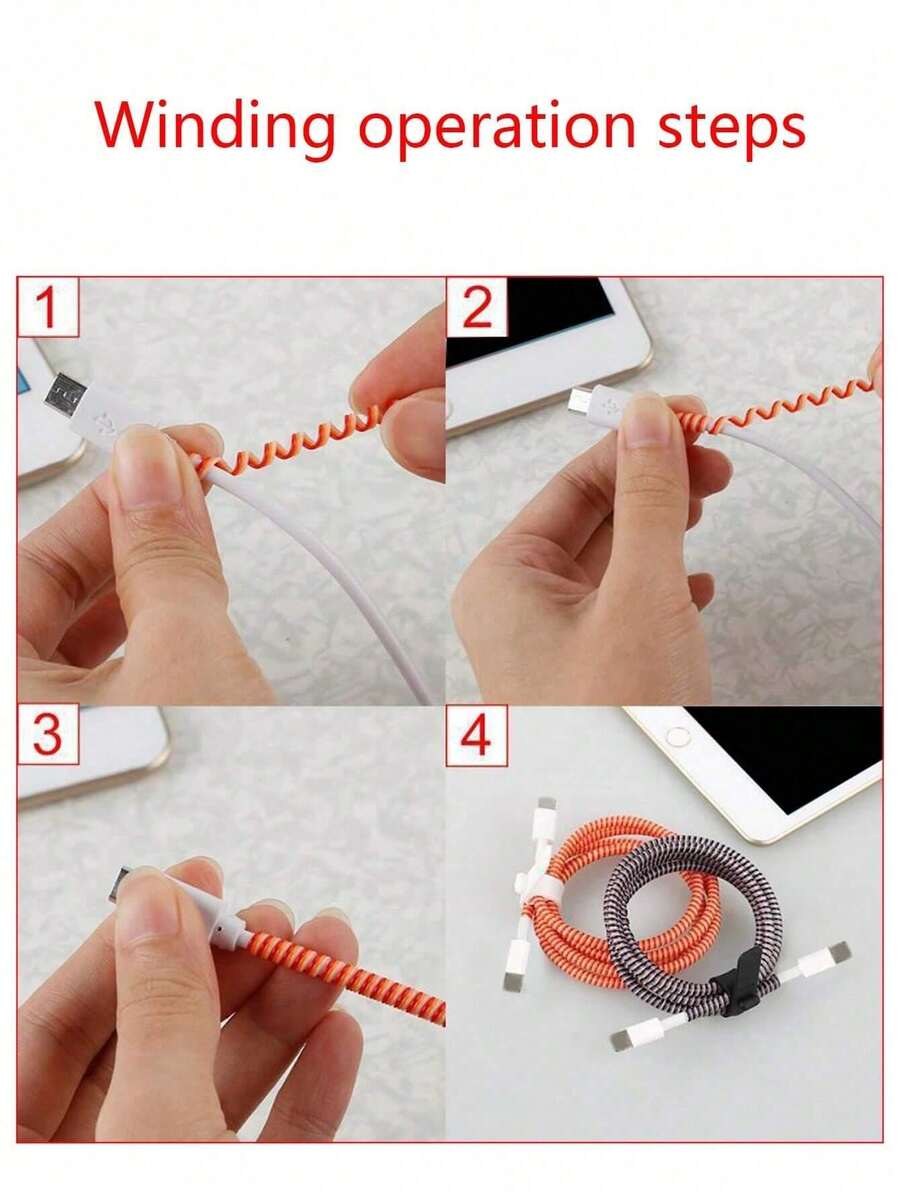 5pcs Transparent Water Wave Protective Charging Kit 1.5m Cable Wrap