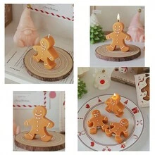 姜饼人造型香氛蜡烛，65克手工制作，美观香氛大豆蜡圣诞装饰蜡烛，可用作桌面拍照道具，是圣诞夜派对装饰和礼物的完美之选，也是圣诞装饰品和圣诞礼物的理想选择。 - 咖啡棕 - 查看 4