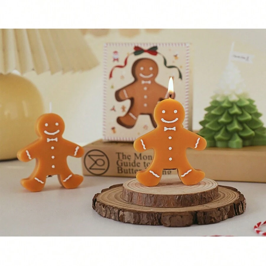 姜饼人造型香氛蜡烛，65克手工制作，美观香氛大豆蜡圣诞装饰蜡烛，可用作桌面拍照道具，是圣诞夜派对装饰和礼物的完美之选，也是圣诞装饰品和圣诞礼物的理想选择。