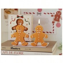 姜饼人造型香氛蜡烛，65克手工制作，美观香氛大豆蜡圣诞装饰蜡烛，可用作桌面拍照道具，是圣诞夜派对装饰和礼物的完美之选，也是圣诞装饰品和圣诞礼物的理想选择。 - 咖啡棕 - 查看 7