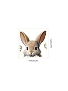 1pc Cute Gray Bunny Wall Decal: Animal Print Switch Sticker For Home Decoration, Stickers, Wall Decal, Vinyl Decal For Home Decorations, Spring Decoration Items Refresh Your Home, Festival Decoration Stickers Gifts Birthday Graduation - Multicolor - View 3