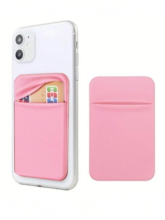 Neoprene Cell Phone Adhesive Mini Secure Wallet ID Pocket Purse Stick On Smartphone With Self Sticker For Back Compatible With Android And All Smartphones (Pink) For Card Holder Card Holder Wallet Business Card Holder Credit Card Holder Card Holder Women For Women Card Wallet Magsafe Wallet