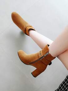 2024 New Thick Sole Short Boots, Chunky High Heel Boots For Women, Fashion  Boots In Red, Black, Brown Colors For Autumn Winter