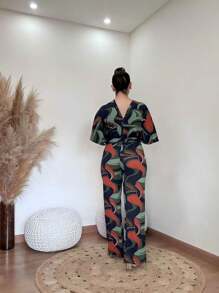 LONG PANTALON OVERALL WITH SLEEVES - 橘色 - 查看 2