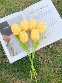 1/5/15 件鲜艳钩针郁金香花束 - 带手工编织细节的人造花，适用于 DIY 礼物、母亲节、教师节、生日、毕业典礼、情人节庆祝活动 - 彩色 - 查看 7