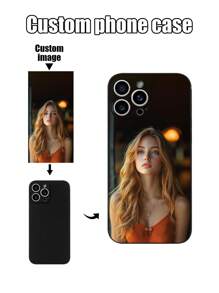 1 Stück schwarze TPU anpassbare Grafik Fallschutz Handyhülle & 1 Stück schwarzes Herz Armband passende Handyhülle Set kompatibel mit iPhone/Android Handys (iPhone 15 Pro Max, Samsung A14, A54, A52, A31 4G, A23, Redmi Note 8 Pro, 11 Pro 4G, 12 4G, OPPO A54)