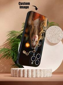 1 Stück schwarze TPU anpassbare Grafik Fallschutz Handyhülle & 1 Stück schwarzes Herz Armband passende Handyhülle Set kompatibel mit iPhone/Android Handys (iPhone 15 Pro Max, Samsung A14, A54, A52, A31 4G, A23, Redmi Note 8 Pro, 11 Pro 4G, 12 4G, OPPO A54)