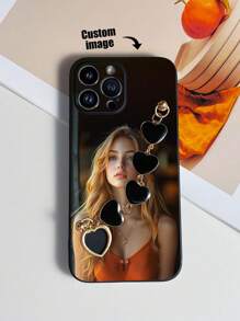 1 Stück schwarze TPU anpassbare Grafik Fallschutz Handyhülle & 1 Stück schwarzes Herz Armband passende Handyhülle Set kompatibel mit iPhone/Android Handys (iPhone 15 Pro Max, Samsung A14, A54, A52, A31 4G, A23, Redmi Note 8 Pro, 11 Pro 4G, 12 4G, OPPO A54)