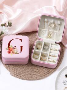 1 件珠宝收纳盒便携式旅行和商务旅行使用，适用于戒指、耳环、项链、小珠宝盒