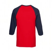 Los Angeles Apparel USA-Made Three Quarter Sleeve Raglan Baseball T-Shirt - 50% Cotton/50% Polyester - (SA10834) - Red - View 2