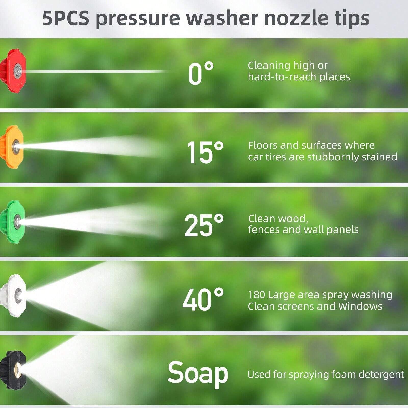 3000 PSI High Pressure Washer Gun With 5Color Quick Connect Nozzle