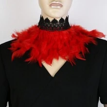 1 Stück Federkragen Natürliche Feder Halskette Gothic Halsband für Steampunk Party Kostüm Karneval Cosplay Fantasy Events Halloween Valentinstag
