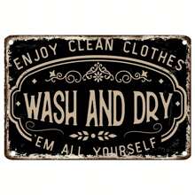12x8 Inch Vintage Laundry Room Metal Sign - Rustic Iron Wall Decor