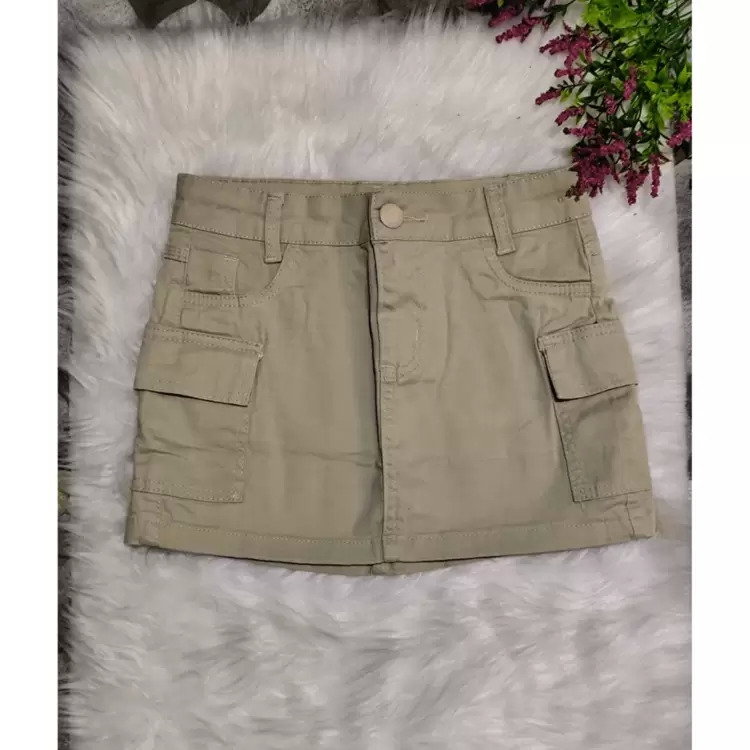 Aia Cargo Jeans For Kids, Black And Beige With Side Pockets, Adjustable Waist, Blogger - 米色 - 查看 1