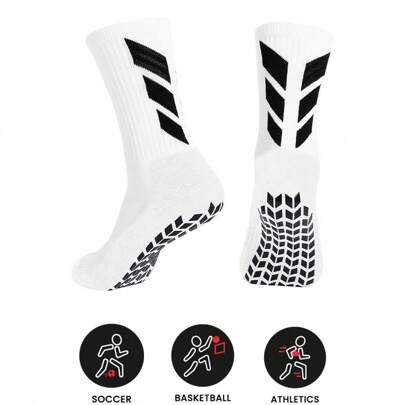 Adult Football/Soccer Socks, Anti-Slip Silicone Reinforced Thick Terry Cushion Breathable Sports Socks