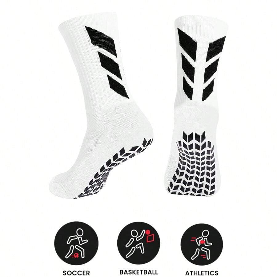 Adult Football/Soccer Socks, Anti-Slip Silicone Reinforced Thick Terry Cushion Breathable Sports Socks