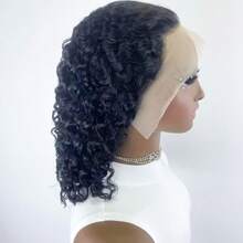 Tóc giả uốn xoăn tự nhiên 13X4, tóc giả ren phía trước, tóc giả làm từ tóc thật Remy mật độ 150% - Kiểu cơ bản, phù hợp với mọi người dùng, kích thước 10-16 inch - Natural Black - Xem 6