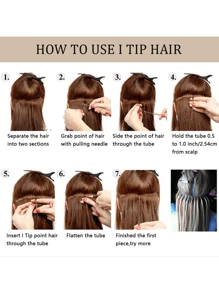 Straight I-Tip Hair Extensions, Natural Real Hair Fusion Extensions Kit, Keratin Capsules, Brown-Golden Color, 30g/Pack - S613 - View 6