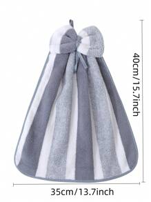 1pc Coral Fleece Stripe Bow Hand Towel, Soft & Absorbent, With Hanging Loop - Suitable For Hand Drying, Makeup Removal & More,School,Back To School,Travel,Travel Essentials,Home Essentials,Towel,Skin Care