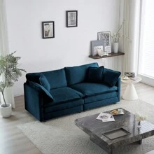 2 Seater Loveseat And Chair Set, 2 Piece Sofa And Chair Set, Loveseat And Accent Chair, 2-Piece Upholstered Chenille Sofa Living Room Couch Furniture(1+2 Seat ), Blue Chenille - Blue+Chenille+3 Seat as Pic - View 11