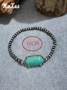 1 Stück Armband Im Vintage-western-stil Mit Mehrfarbigem Stein Und Wildem Cowboy-stil