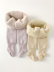 2 cặp quần tất dày cho trẻ em, quần tất liền thân lót nhiệt ấm áp cho bé gái mùa thu/đông, đen/trắng - Nhiều màu - Xem 3