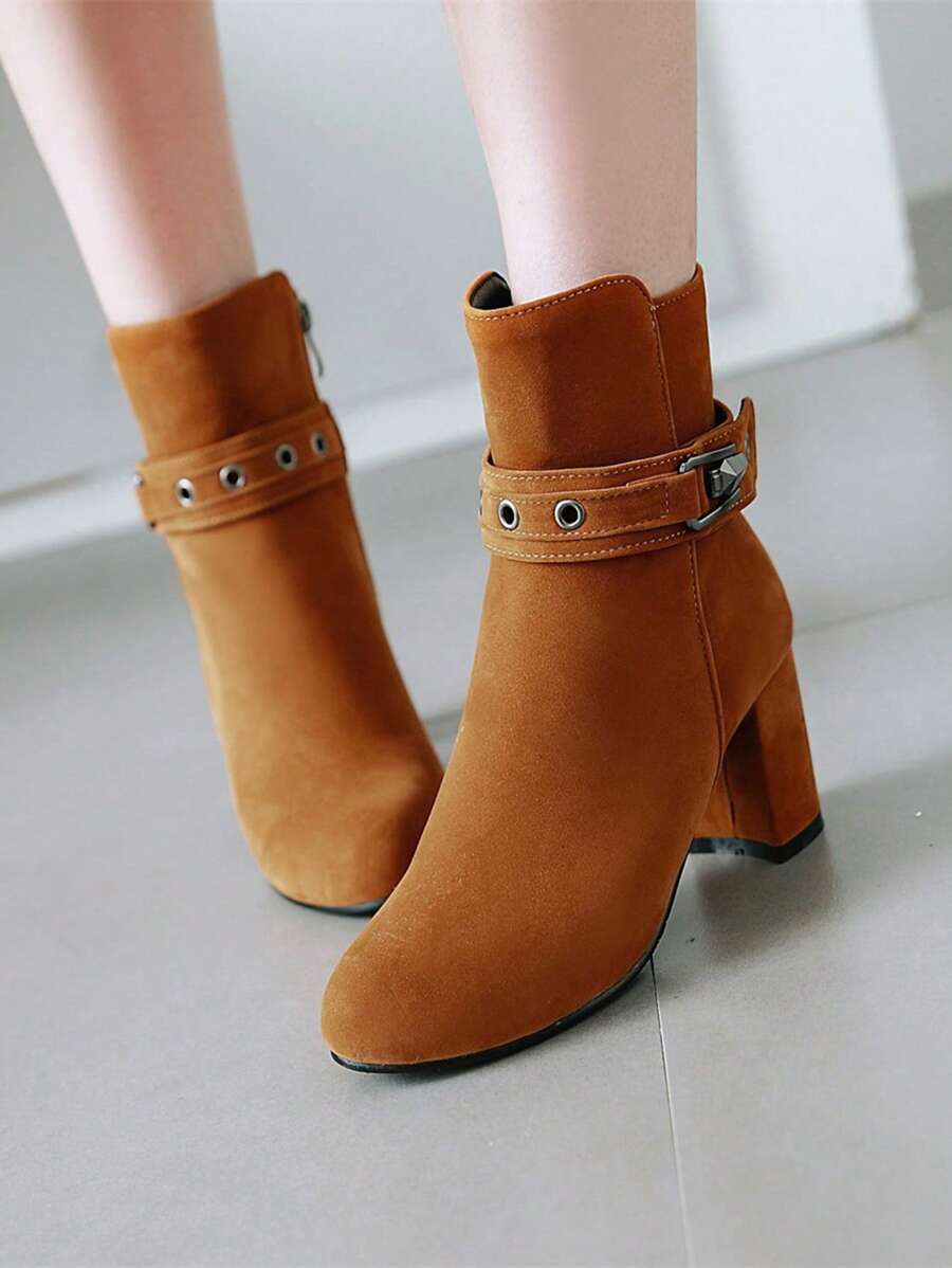 2024 New Thick Sole Short Boots, Chunky High Heel Boots For Women, Fashion  Boots In Red, Black, Brown Colors For Autumn Winter
